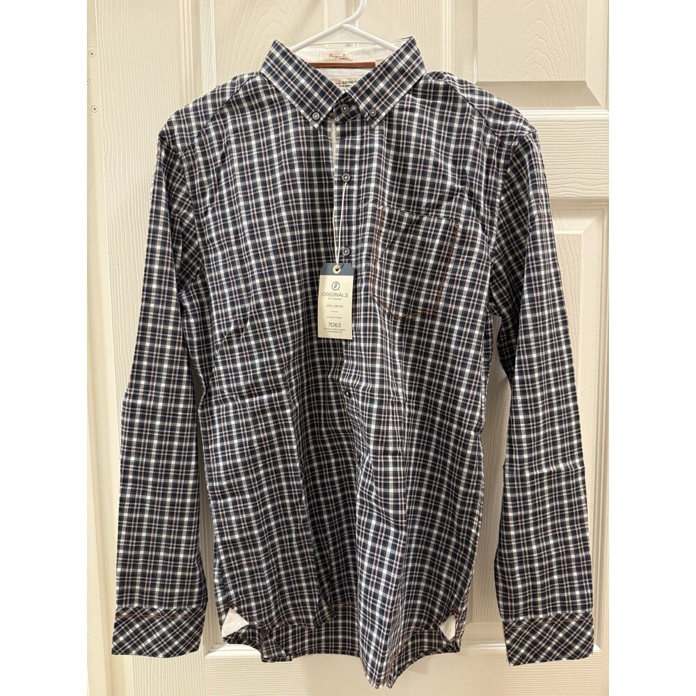 NWT 7 Diamonds "Body Work" Button Down Size in Navy Size Large - MSRP: $109.00